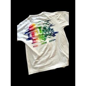 Vintage 80's Tahiti Tshirt Bora Bora Sz Sm/Med White Island Life Distressed